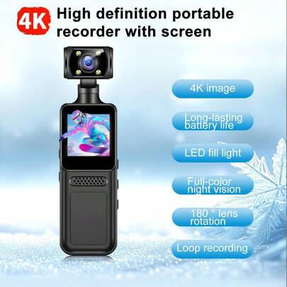 Teckwe 迷你高清运动相机，180°旋转，支持Vlog、WiFi、红外夜视，可穿戴式，适用于自行车和驾驶员。