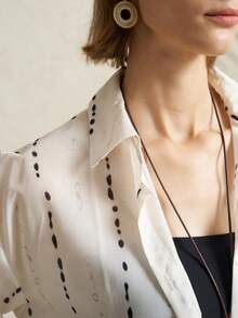 Airaco Women's Casual Commuter Striped Print Long Sleeve Shirt - Apricot - View 6