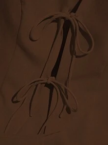 Franclia 女士纯色系带背心和短裤两件套 - 咖啡棕 - 查看 6