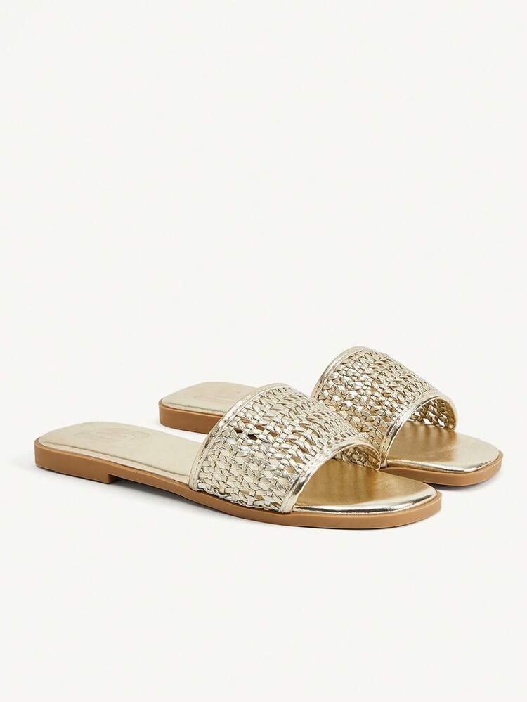 CUCCOO CHICEST Women's Woven Slip-On Sandals, Casual Beach Wear, Open Toe Summer Shoes Wedding Shoes Bride Shoes