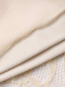 DAZY 女士刺绣蕾丝网纱中长连衣裙，优雅独特，正式场合礼服/吊带裙 - 杏色 - 查看 8