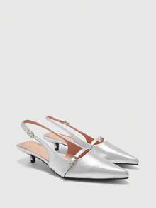CUCCOO BIZCHIC Women Heeled Sandals - Silver - View 4