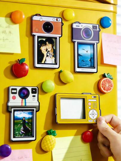 Joivida 冰箱磁性相框，创意艺术风格冰箱磁贴照片架，可拆卸磁性相框，可将照片/卡片/便签粘贴在冰箱/白板/橱柜上，家居办公室厨房装饰配件