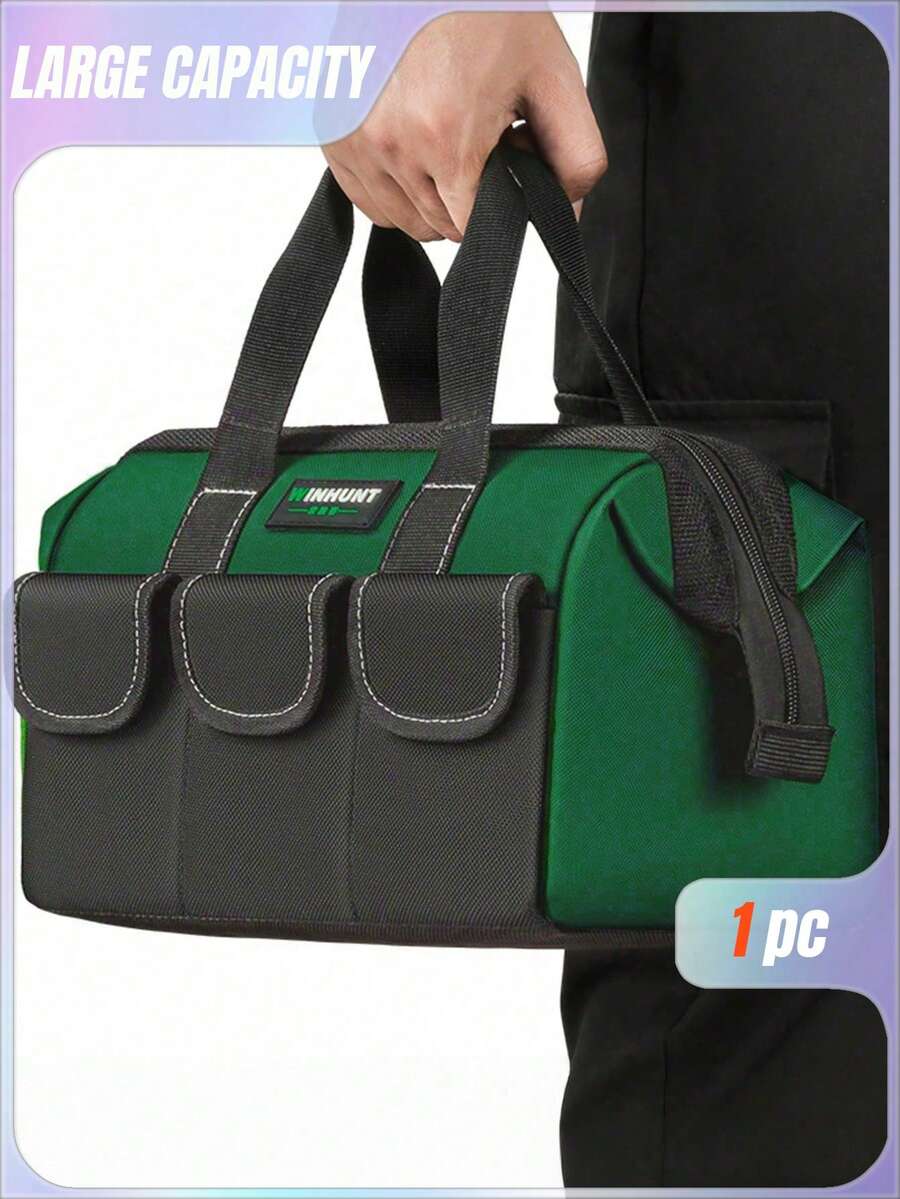 Handheld Large Mouth BagDurable Foldable Large Capacity Toolkit - Dark Green - View 1