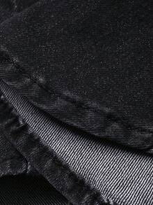 DAZY Áo khoác cardigan denim nữ không tay cổ bẻ, dáng ôm, phong cách thường ngày - màu đen - Xem 7