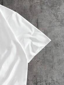 AXEPEAK Men's Solid Color Round Neck Short Sleeve Casual Loose Fit T-Shirt - White - View 9