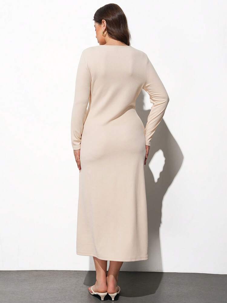 SHEIN Maija Vestido ajustado con abertura sexy para mujer de talla grande, adecuado para el transporte urbano, negocios, casual, verano, vestido elegante