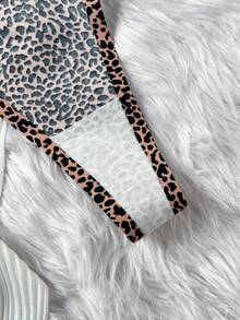 Sexy Leopard Print Rhinestone Strap Fashionable Design Women's Thong Panties - Multicolor - View 10