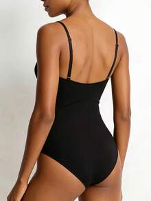Swim Chiccia 女士黑色吊带紧身性感沙滩泳衣，适合海滩度假 - 黑色 - 查看 2
