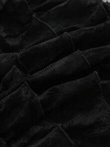 SHEIN Váy ngắn ren xếp lớp màu đen phong cách đường phố thường ngày dành cho bé gái tuổi teen. - màu đen - Xem 6