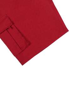 Manfinity Homme Men's Loose Fit Drawstring Waist Flip Pocket Cargo Shorts Red Summer Outfits For Men Streetwear Men Shorts Men Cargo Short Pants Men's Red Jogger Shorts Red Shorts For Men - Red - View 6