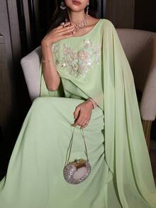 Layrah Áo khoác cardigan voan đính hạt nhiều màu sắc, màu xanh lá cây - màu xanh lá - Xem 7