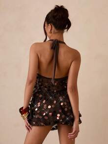 SHEIN Glamour 2件装女士性感垂褶领无袖上衣 - 查看 2