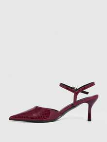 CUCCOO SZL 2026 Spring And Summer New Fashion European And American Style Pointed Toe Rear Thin Heel Shoes Temperament Buckle Women's Sandals - Burgundy - View 4