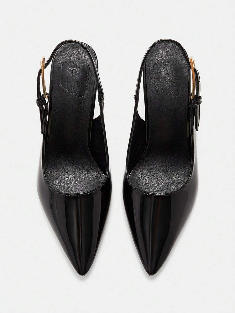 CUCCOO CURVES Chaussures femme à large maintien, style mode, bout pointu, talon stiletto, bride arrière simple, classique, confort quotidien, talon haut épaissi, chaussures femme grande taille