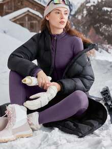 In My Nature 女士保暖滑雪连体服，适合户外冬季穿着 - 紫色 - 查看 6