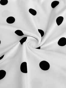 Maweii 大码女式波点印花蝴蝶结装饰打底裤 - 黑與白 - 查看 8