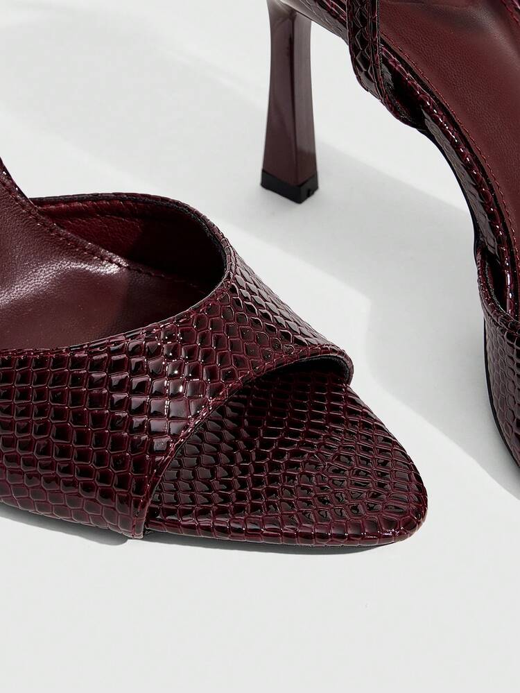 CUCCOO SZL Women's Adjustable Minimalist Maroon High Heel Sandals, For Casual Daily Wear Spring Shoes Spring Break Easter Prom Heels Valentine's Day Spring Shoes Prom Heels