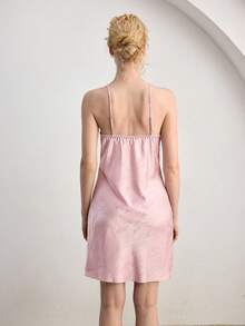 Ocili 女士纯色吊带无袖优雅夏季睡裙 - 粉色 - 查看 2