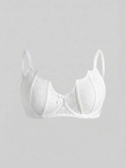 ROMWE Goth 大码哥特蕾丝花卉文胸和无钢圈文胸