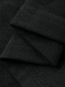 Dazy Plus 大码女式字母印花可爱宽松直筒长袖睡裙，春秋季大码睡衣 - 黑色 - 查看 7