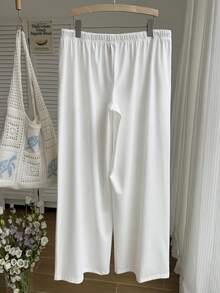 Comfortcana Plus Size Starfish Print Casual Drawstring Pants, Spring/Summer White Beach Pants - White - View 3