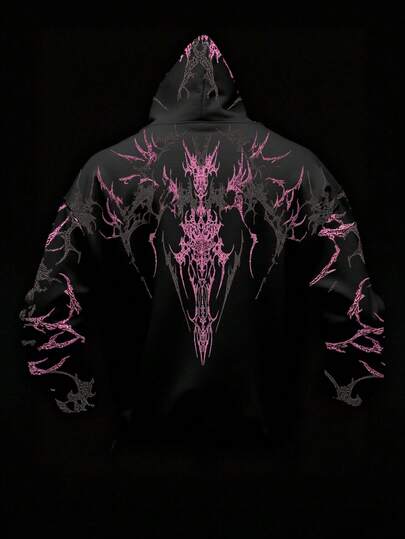 Manfinity EMRG Digital Print Hooded Sweatshirt Sweatshirt, Fashionable Long Sleeve Versatile Hoodie