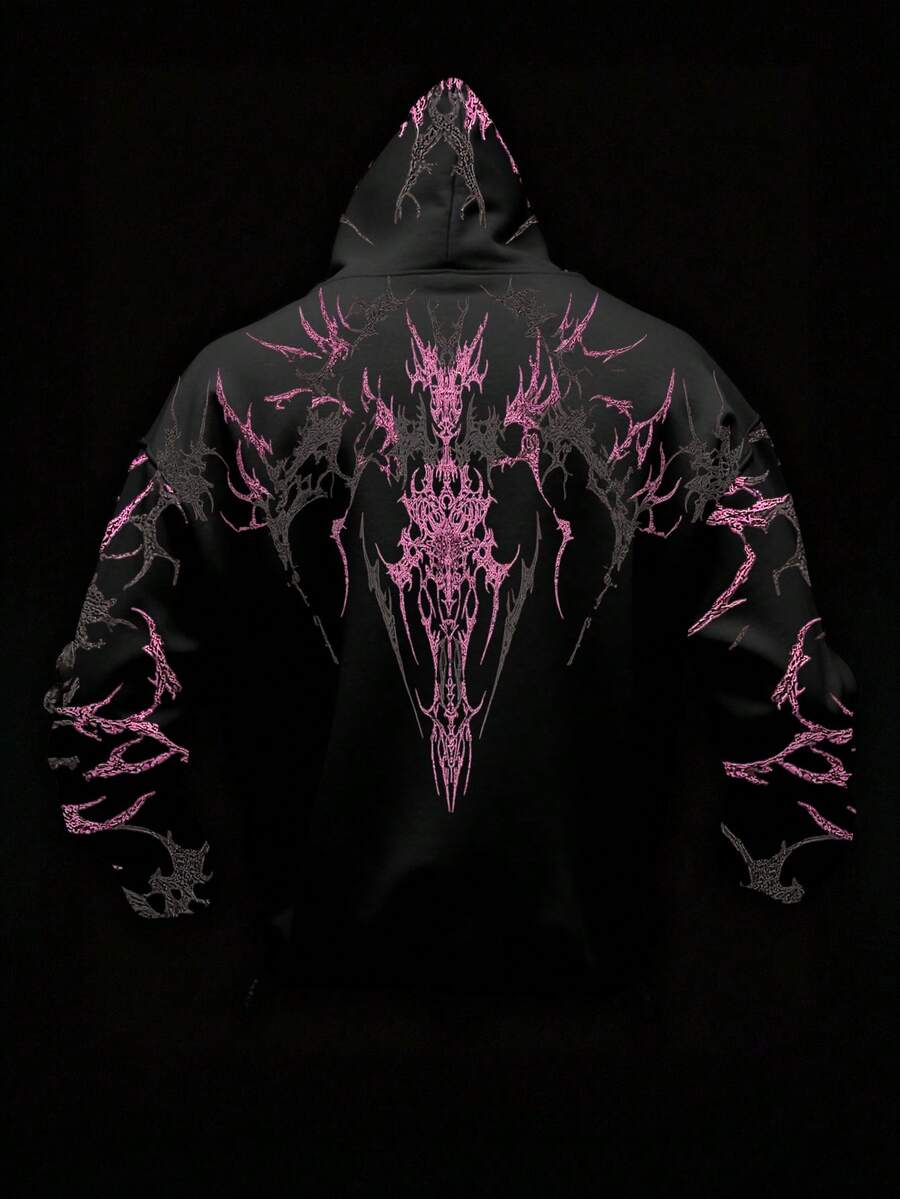 Manfinity EMRG Sudadera con capucha de estampado digital, sudadera de manga larga versátil y de moda - Multicolor - Ver 1