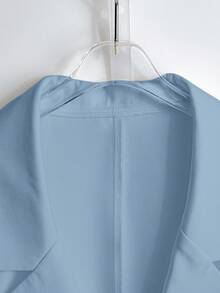 Franclia Women's Spring/Summer French V-Neck Elegant Bow Button Sleeveless Fitted A-Line White Blazer - Blue - View 4