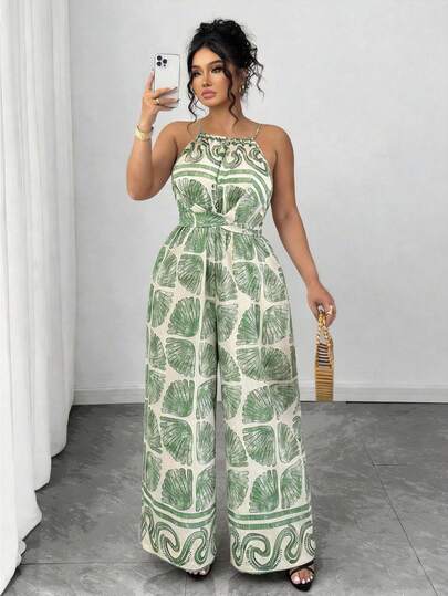 Selianne Mono de mujer talla grande con estampado de conchas, casual para vacaciones