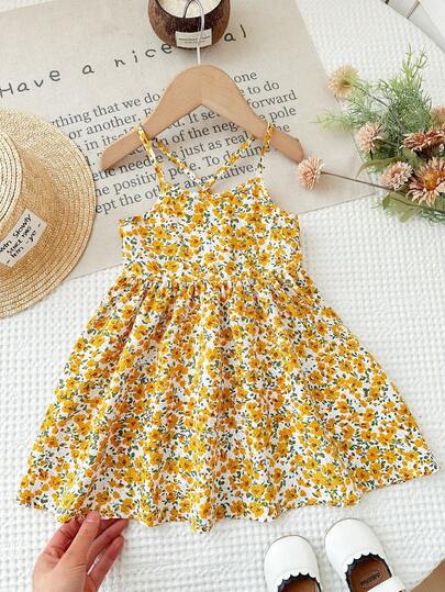 LMoss Kids Vestido sin mangas con estampado floral diminuto para niña, verano