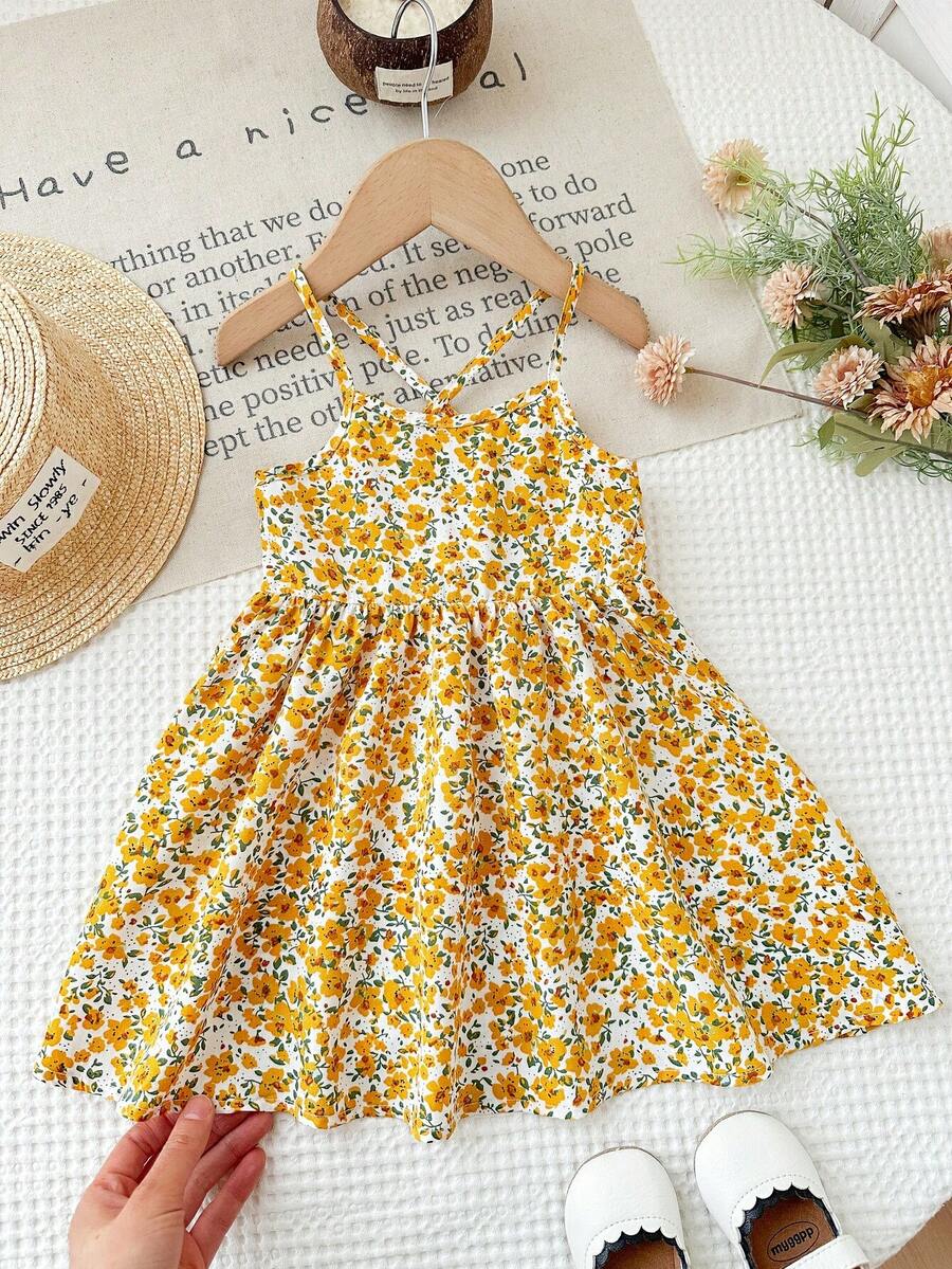 LMoss Kids Baby Girl Cute Ditsy Floral Sleeveless Dress, Summer - Multicolor - View 1