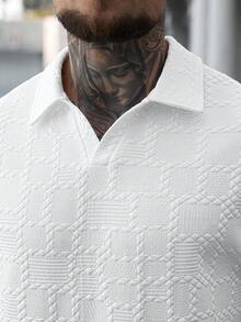 Manfinity CasualCool 男士休闲提花针织 Polo 衫，百搭日常穿着，尽显男士绅士风范，适合日常休闲、周末旅行、户外活动、探险旅行、轻松的工作环境或半正式场合，也是送给男友/丈夫、周年纪念/生日、派对、夏季假期、婚礼、春夏交替、狂欢节等场合的理想之选。这款男士休闲白色 Polo 衫采用独特的纹理面料，白色纹理男士衬衫，男士图案衬衫，男士白色衬衫。 - 白色 - 查看 4