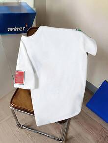 1pc Tween Boys' Summer New Casual Loose Fit Round Neck T-Shirt, White Letter & Face Graphic, Street Style Daily Wear - White - View 2