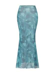 Bonvoyette 女士扎染绿色吊带性感露背三件套比基尼泳装，适合度假和海滩穿着 - 墨綠色 - 查看 6