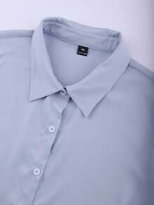 Franclia Bộ váy sơ mi công sở thường ngày thoải mái dành cho nữ cỡ lớn, kiểu dáng mới mùa xuân hè, phối cùng thắt lưng và áo gile dệt kim, chất liệu len, vạt váy bất đối xứng, bộ trang phục thanh lịch cho công sở và tiệc trà chiều. - Nhiều màu - Xem 5