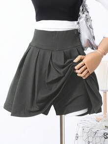 Sparklyn 女童休闲运动百褶裙裤，百搭黑色针织裙裤，适合运动、芭蕾舞、校服穿着，可搭配T恤、背心、短袖衬衫。 - 深灰色 - 查看 5