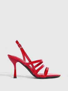 CUCCOO SZL Women's Buckle Design Fashion Daily Wear High Heel Sandals - Red - View 2