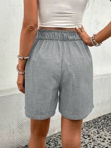 EMERY ROSE Women's Casual Pleated Pocket Shorts, Summer - Light Grey - View 2