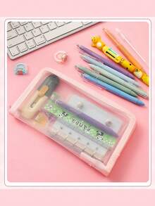 Zazumi 1PC Cute Strawberry Angel Wings Design Clear Zipper Pouch Waterproof Durable Fabric Storage Bag For Postcards Diary Small Items Home Office Organization Budget Planner - Multicolor - View 11