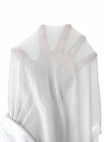 SHEIN PETITE Đầm ngắn tay dài cổ tròn ren xuyên thấu gợi cảm dành cho nữ, đầm mùa hè cho nữ. - trắng - Xem 7