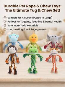 PETSIN 1pc Animal-Shaped Rope Dog Toy With Squeaker, Chew Toy - Multicolor - View 6