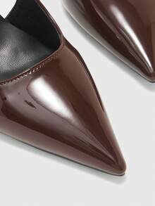 CUCCOO BIZCHIC 女士尖头细高跟棕色时尚基础款日常百搭通勤上班购物女式高跟鞋露跟鞋女鞋 - 咖色 - 查看 8