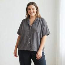 Camisa de Manga Corta con Botones – Estilo Casual - gris - Ver 2