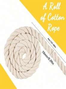 Macrame Cord 10mm X  4.3yd Natual Macrame Rope, 3 Strand Twisted Cord For Wall Hanging, Plant Hangers, Crafts, Gift Wrapping And Wedding Decorations - White - View 9