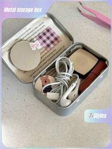 Caja de almacenamiento decorativa para fiesta de cumpleaños: Caja de almacenamiento con pegatinas, Caja de almacenamiento de cuentas, Cajas de hierro plegables Estuche de almacenamiento mini para organizar alfileres de dibujo, uñas, arte, cuentas, pendientes y manualidades de joyería - Multicolor - Ver 1