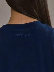 Musera Sport 超大款柔软抓绒T恤，适合板式网球、运动健身、瑜伽、普拉提、日常休闲穿着。 - 藏蓝色 - 查看 3