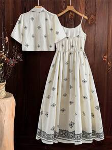 SHEIN Clasi 2pcs Women Leopard Print Dress And Shirt Set Work Wear Women - Multicolor - View 2