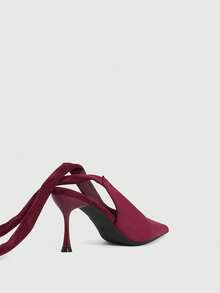 CUCCOO SZL Women's Suede Burgundy Sexy Pointed Toe Bow Tie Fashion Date High Heel Pumps - Burgundy - View 11