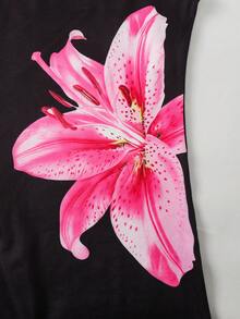 SHEIN 少女字母印花运动休闲吊带黑色可调节连体衣 2025 返校季儿童大学服装和校园运动服 - 黑色 - 查看 6